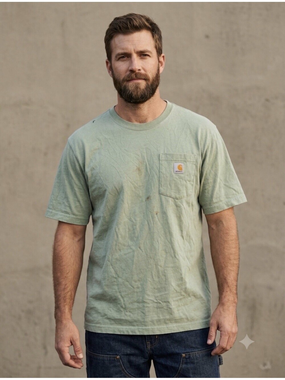 Carhartt K87 Heavyweight Pocket T Shirt Mens Loose Fit Distressed Dusty Olive L